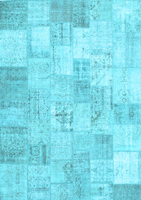 Patchwork Light Blue Transitional Rug, con1022lblu