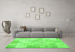 Machine Washable Patchwork Green Transitional Area Rugs in a Living Room,, wshcon1022grn