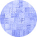 Round Patchwork Blue Transitional Rug, con1022blu