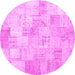 Round Patchwork Pink Transitional Rug, con1022pnk