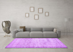 Machine Washable Abstract Purple Contemporary Area Rugs in a Living Room, wshcon1023pur