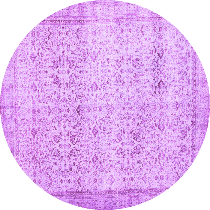 Round Abstract Purple Contemporary Rug, con1023pur