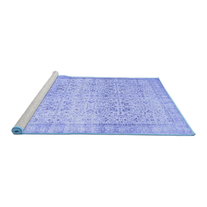 Sideview of Machine Washable Abstract Blue Contemporary Rug, wshcon1023blu