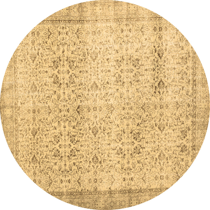 Round Abstract Brown Contemporary Rug, con1023brn
