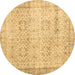 Round Abstract Brown Contemporary Rug, con1023brn