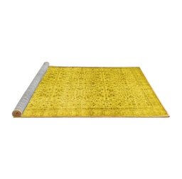 Sideview of Machine Washable Abstract Yellow Contemporary Rug, wshcon1023yw