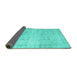 Sideview of Abstract Turquoise Contemporary Rug, con1023turq