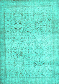 Abstract Turquoise Contemporary Rug, con1023turq