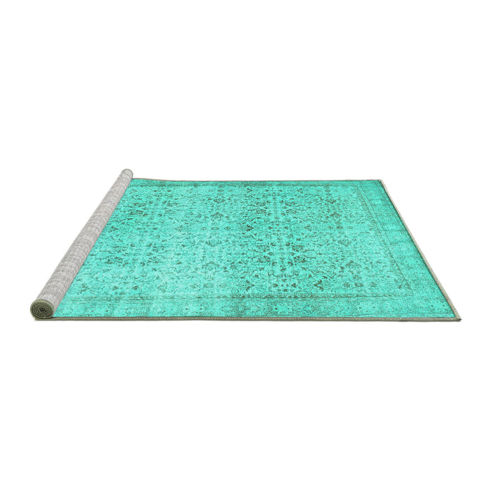 Sideview of Machine Washable Abstract Turquoise Contemporary Area Rugs, wshcon1023turq