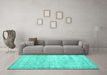 Machine Washable Abstract Turquoise Contemporary Area Rugs in a Living Room,, wshcon1023turq