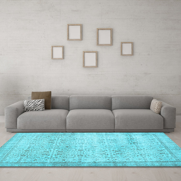 Machine Washable Abstract Light Blue Contemporary Rug in a Living Room, wshcon1023lblu