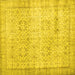 Square Machine Washable Abstract Yellow Contemporary Rug, wshcon1023yw