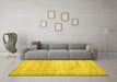 Machine Washable Abstract Yellow Contemporary Rug in a Living Room, wshcon1023yw