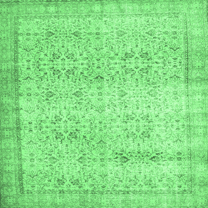 Square Machine Washable Abstract Emerald Green Contemporary Area Rugs, wshcon1023emgrn