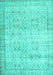 Machine Washable Abstract Turquoise Contemporary Area Rugs, wshcon1023turq