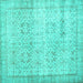 Square Abstract Turquoise Contemporary Rug, con1023turq