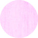 Round Machine Washable Solid Pink Modern Rug, wshcon1025pnk