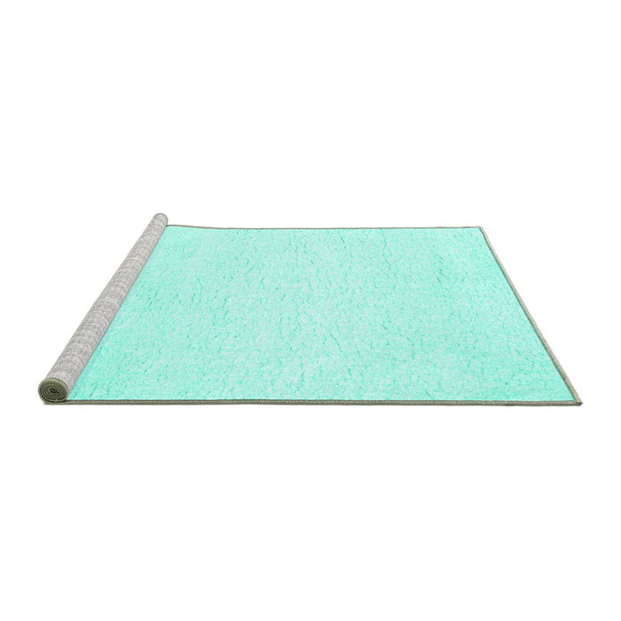 Sideview of Machine Washable Solid Turquoise Modern Area Rugs, wshcon1025turq