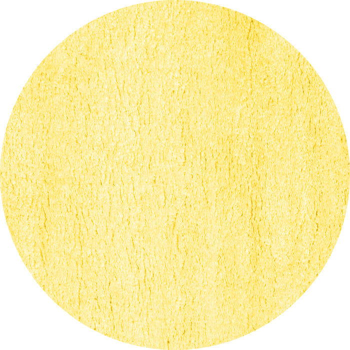 Round Machine Washable Solid Yellow Modern Rug, wshcon1025yw