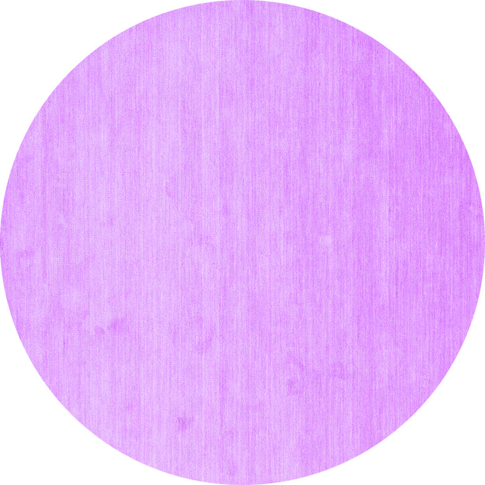 Round Machine Washable Solid Purple Modern Area Rugs, wshcon1026pur