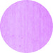 Round Machine Washable Solid Purple Modern Area Rugs, wshcon1026pur