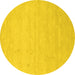 Round Solid Yellow Modern Rug, con1026yw