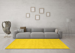 Machine Washable Solid Yellow Modern Rug in a Living Room, wshcon1026yw