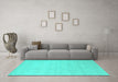 Machine Washable Solid Turquoise Modern Area Rugs in a Living Room,, wshcon1026turq