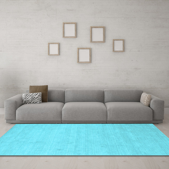 Machine Washable Solid Light Blue Modern Rug in a Living Room, wshcon1026lblu