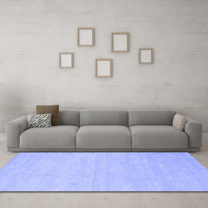 Machine Washable Solid Blue Modern Rug in a Living Room, wshcon1026blu