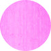 Round Machine Washable Solid Pink Modern Rug, wshcon1026pnk
