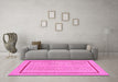 Machine Washable Abstract Pink Contemporary Rug in a Living Room, wshcon1027pnk