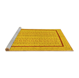 Sideview of Machine Washable Abstract Yellow Contemporary Rug, wshcon1027yw