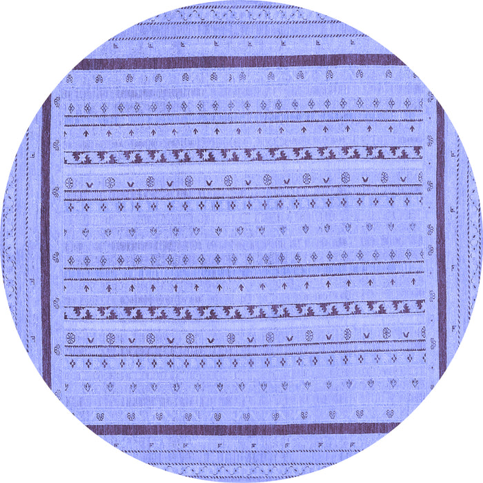 Round Abstract Blue Contemporary Rug, con1027blu