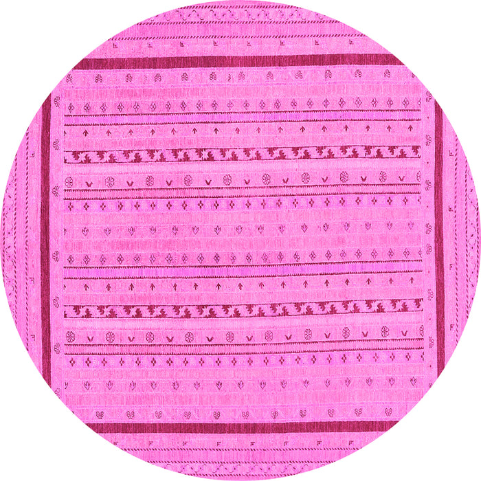 Round Machine Washable Abstract Pink Contemporary Rug, wshcon1027pnk