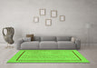 Machine Washable Abstract Green Contemporary Area Rugs in a Living Room,, wshcon1027grn