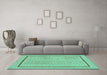Machine Washable Abstract Turquoise Contemporary Area Rugs in a Living Room,, wshcon1027turq