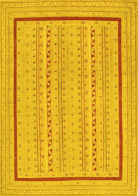 Abstract Yellow Contemporary Rug, con1027yw