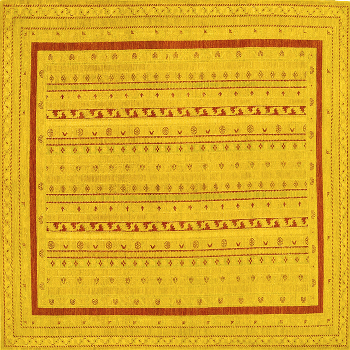 Square Abstract Yellow Contemporary Rug, con1027yw