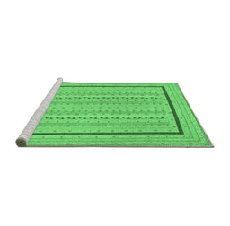 Sideview of Machine Washable Abstract Emerald Green Contemporary Area Rugs, wshcon1027emgrn