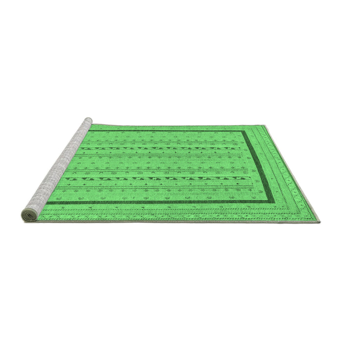 Sideview of Machine Washable Abstract Emerald Green Contemporary Area Rugs, wshcon1027emgrn