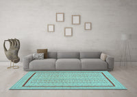 Machine Washable Abstract Light Blue Contemporary Rug, wshcon1027lblu