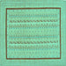 Square Machine Washable Abstract Turquoise Contemporary Area Rugs, wshcon1027turq
