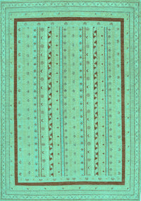 Abstract Turquoise Contemporary Rug, con1027turq