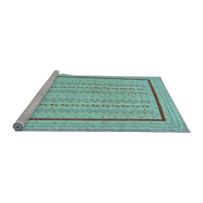 Sideview of Machine Washable Abstract Light Blue Contemporary Rug, wshcon1027lblu