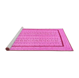 Sideview of Machine Washable Abstract Pink Contemporary Rug, wshcon1027pnk