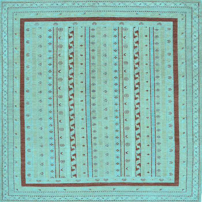 Square Machine Washable Abstract Light Blue Contemporary Rug, wshcon1027lblu