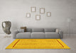 Machine Washable Abstract Yellow Contemporary Rug in a Living Room, wshcon1027yw