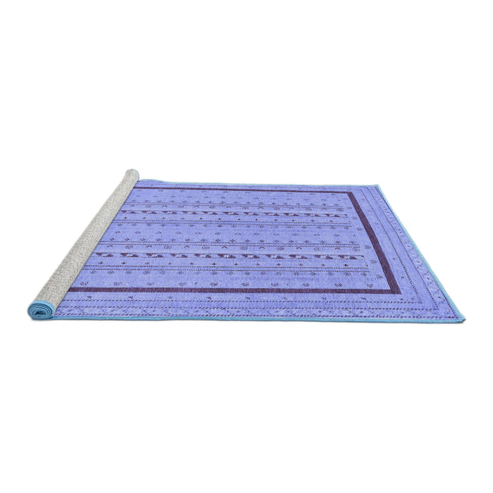 Sideview of Machine Washable Abstract Blue Contemporary Rug, wshcon1027blu