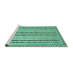 Sideview of Machine Washable Southwestern Turquoise Country Area Rugs, wshcon1028turq
